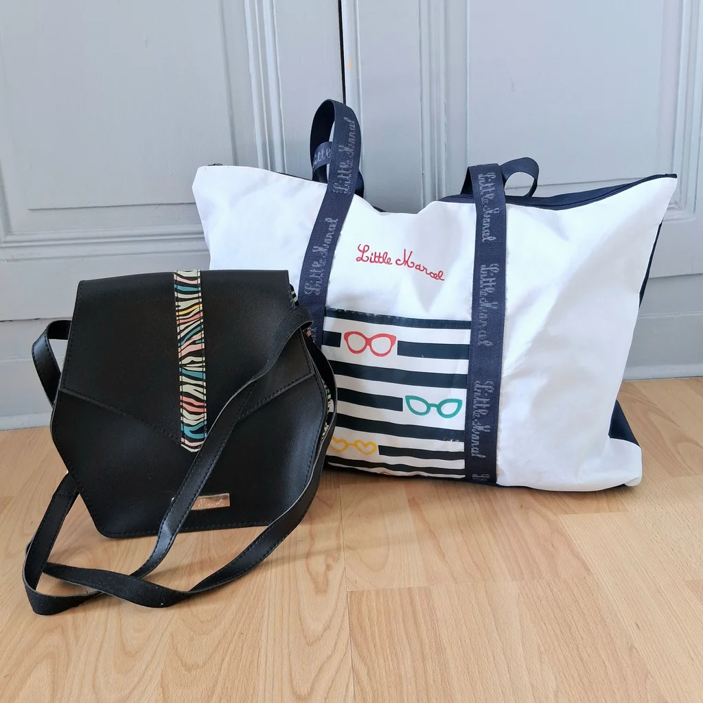 Lot 2 sacs Little Marcel - Sac voyage & Sac bandoulière noir